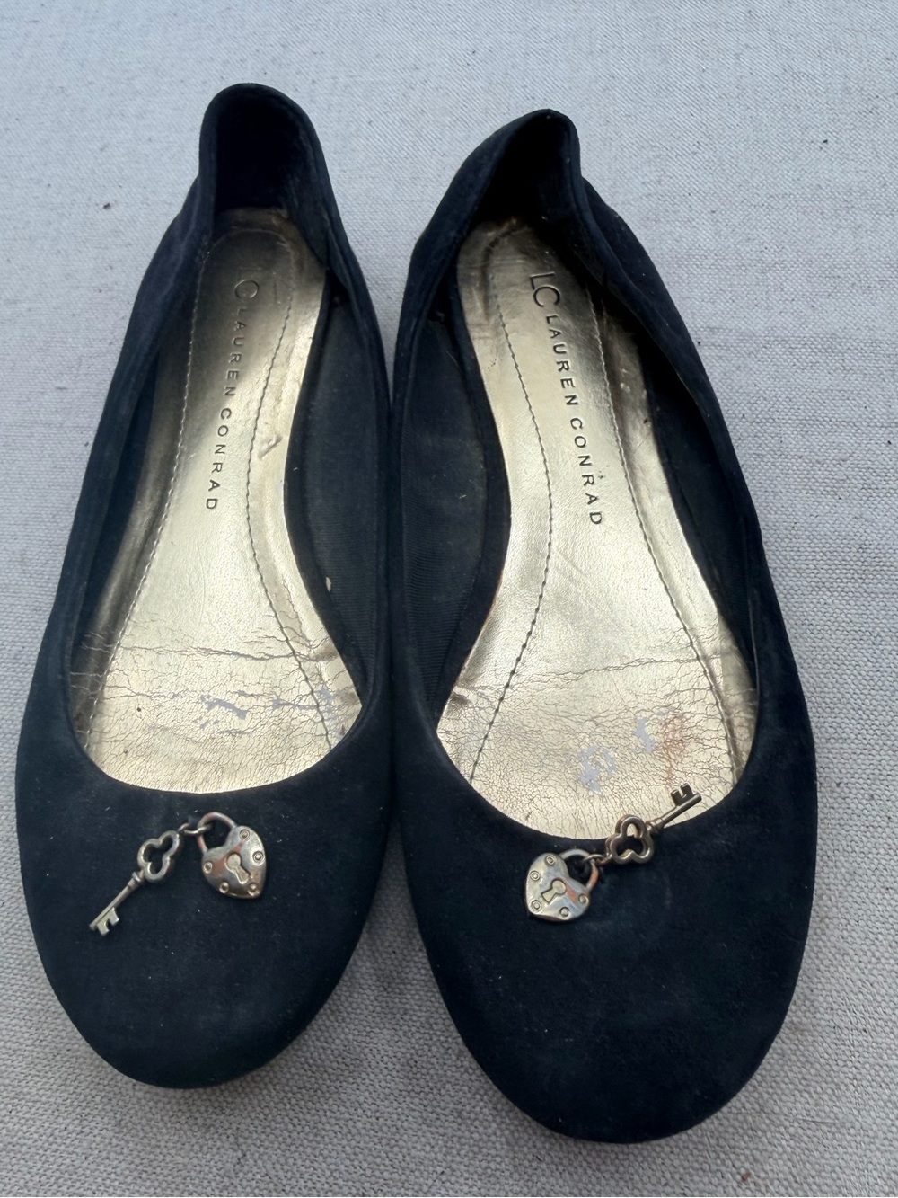 LC Lauren Conrad Suede Lock and Key Ballet Flats